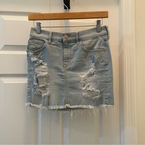 Express Distressed Denim Mini Skirt